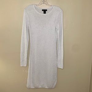RACHEL ZOE Sweater Dress Silver Shimmer Bodycon Scoop Neck Popover Dress Small